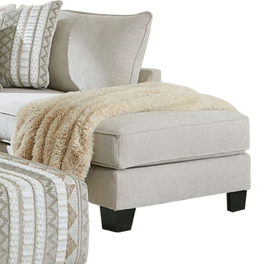 Phan L Sectional Sofa Beige Ivory Chenille 5 Throw Pillows 109 Inch BM328830