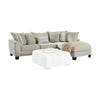 Phan L Sectional Sofa, Beige, Ivory Chenille 5 Throw Pillows, 109 Inch