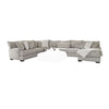 Tara Sectional L Sofa, Gray Chenille, 9 Accent Pillows, 139 Inch