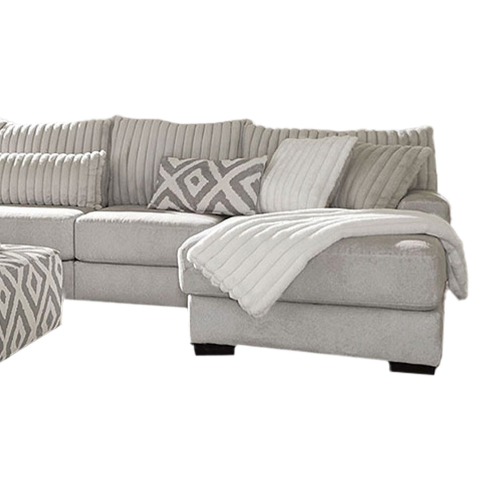 Tara Sectional L Sofa Gray Chenille 9 Accent Pillows 139 Inch BM328833