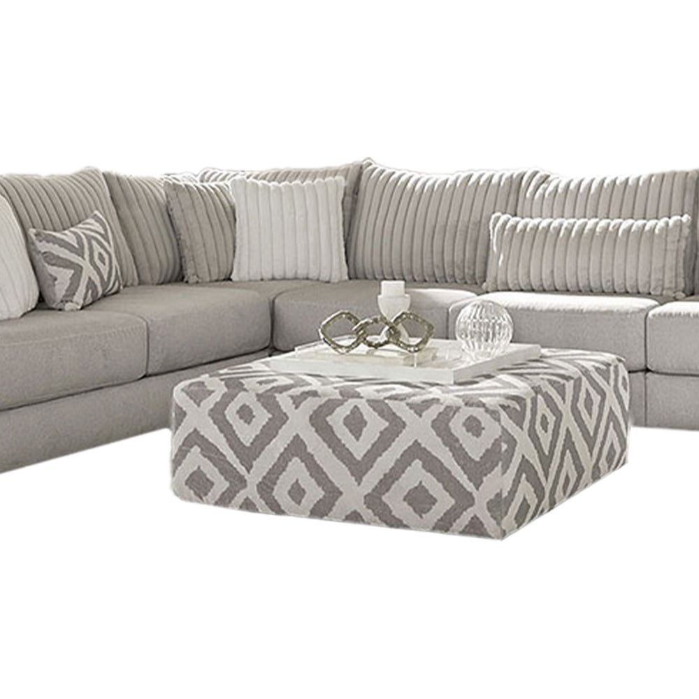 Tara Sectional L Sofa Gray Chenille 9 Accent Pillows 139 Inch BM328833