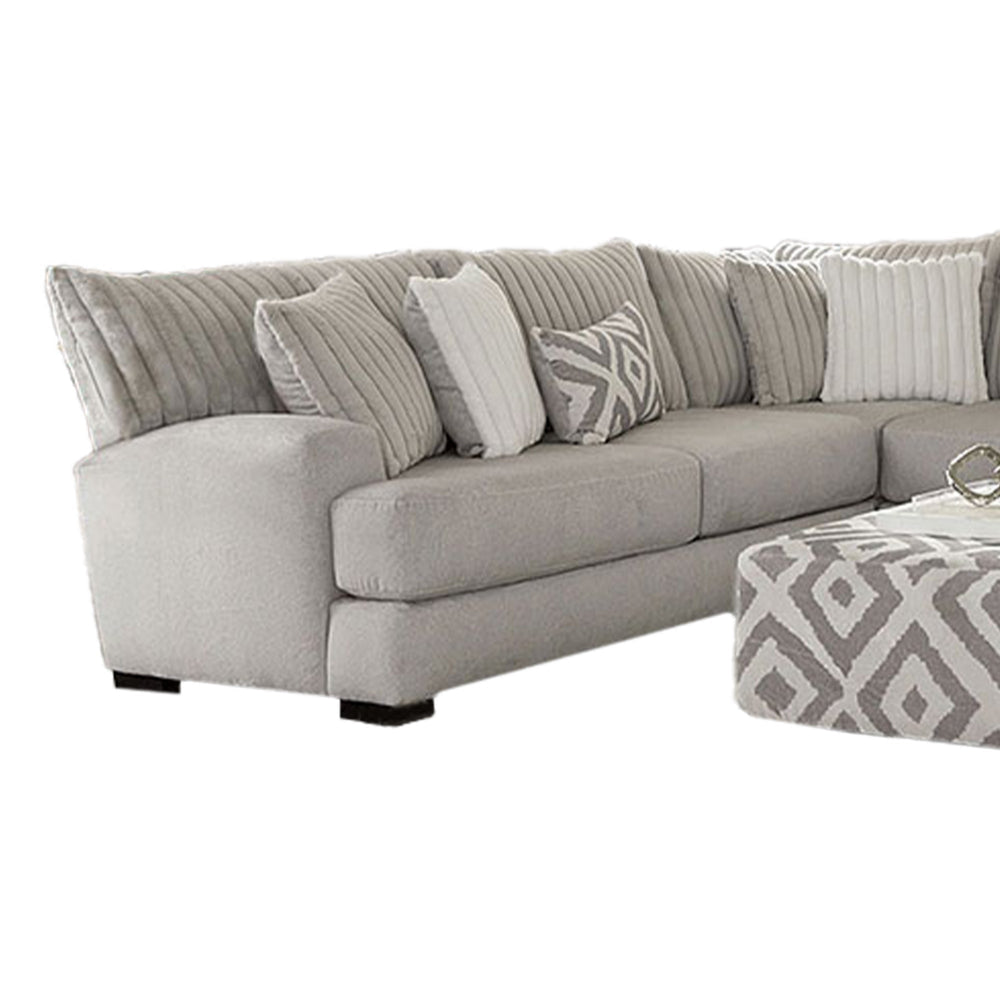 Tara Sectional L Sofa Gray Chenille 9 Accent Pillows 139 Inch BM328833