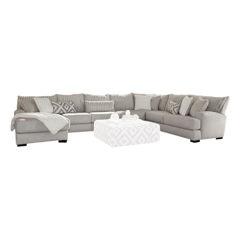 Tara 2pc Sectional Sofa and Chair Gray Chenille 9 Throw Pillows BM328834