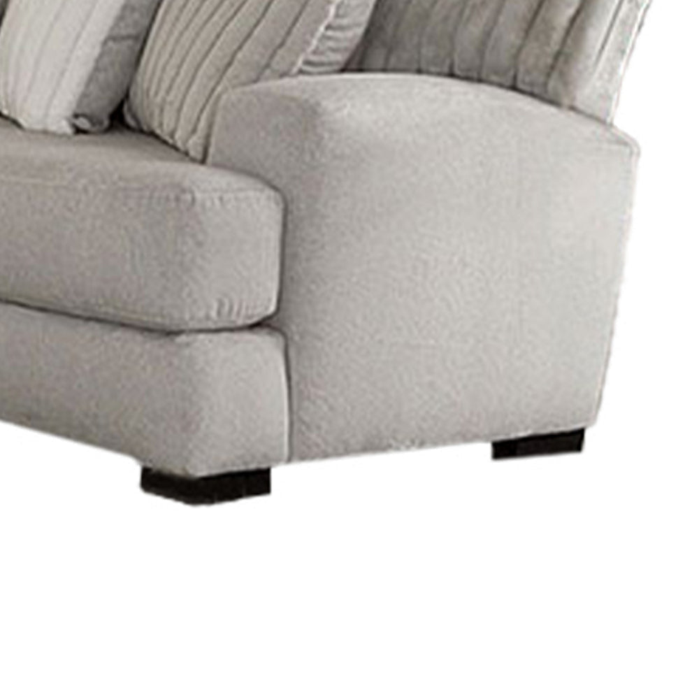 Tara 2pc Sectional Sofa and Chair Gray Chenille 9 Throw Pillows BM328834