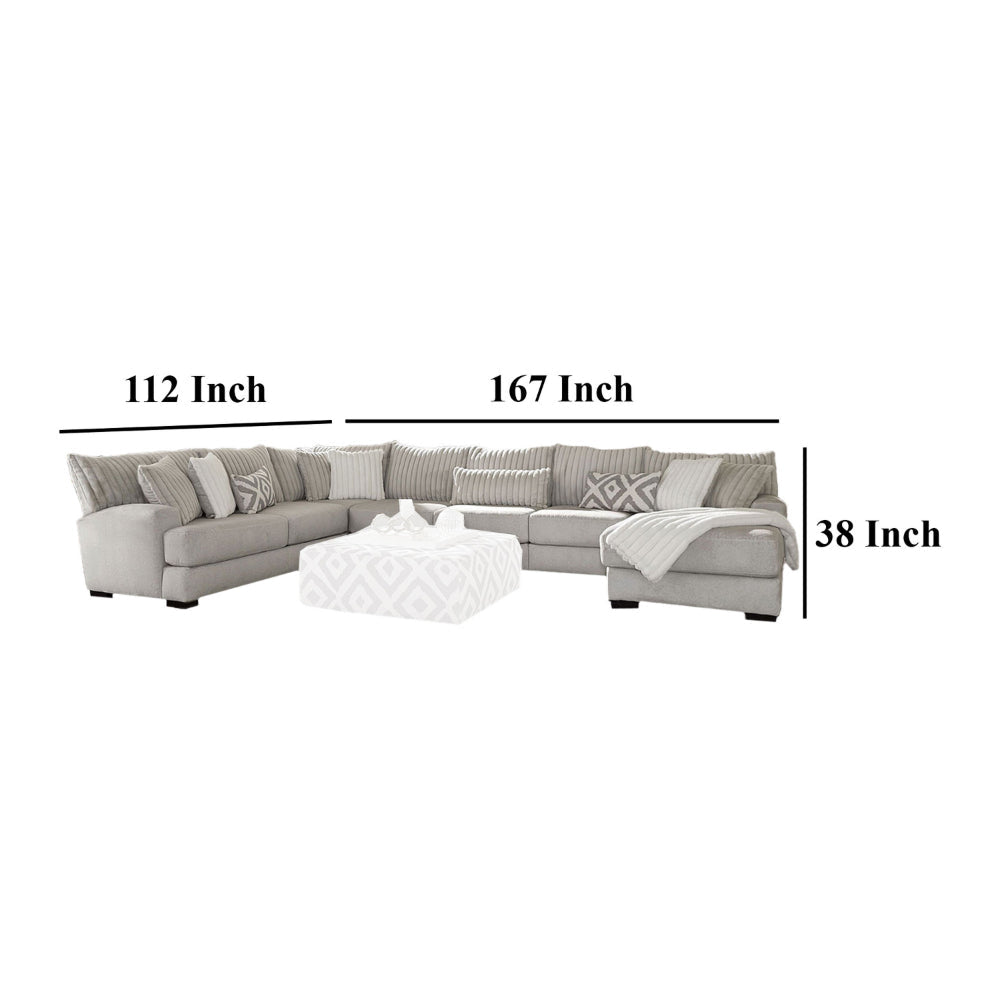 Tara 2pc Sectional Sofa and Chair Gray Chenille 9 Throw Pillows BM328834