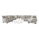 Tara 2pc Sectional Sofa and Chair, Gray Chenille, 9 Throw Pillows