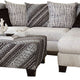 Mear Sectional L Sofa Ivory 8 Black Printed Throw Pillows 109 Inch BM328836
