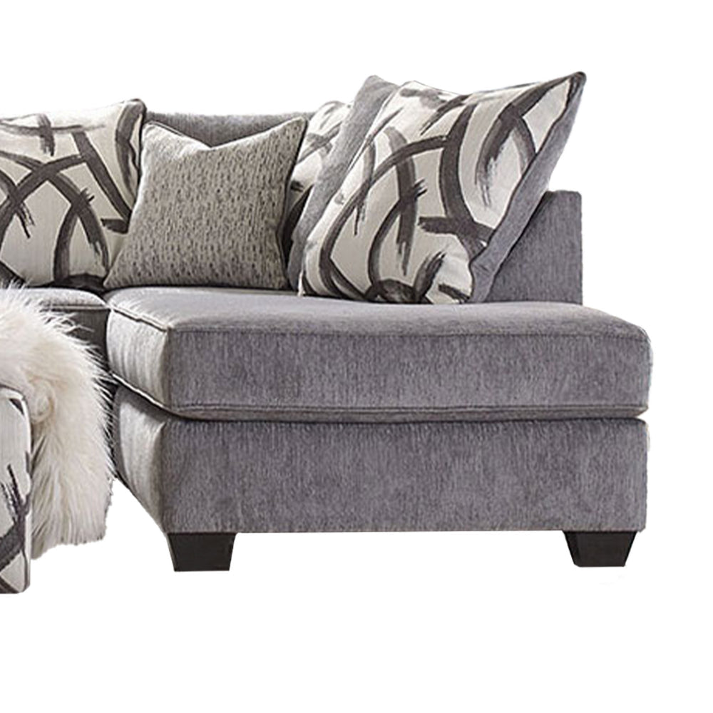 Amora Sectional L Sofa Gray Chenille 8 Throw Pillows 116 Inch BM328837