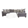 Amora Sectional L Sofa, Gray Chenille, 8 Throw Pillows, 116 Inch