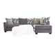 Amora Sectional L Sofa, Gray Chenille, 8 Throw Pillows, 116 Inch