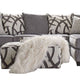 Amora Sectional L Sofa Gray Chenille 8 Throw Pillows 116 Inch BM328837