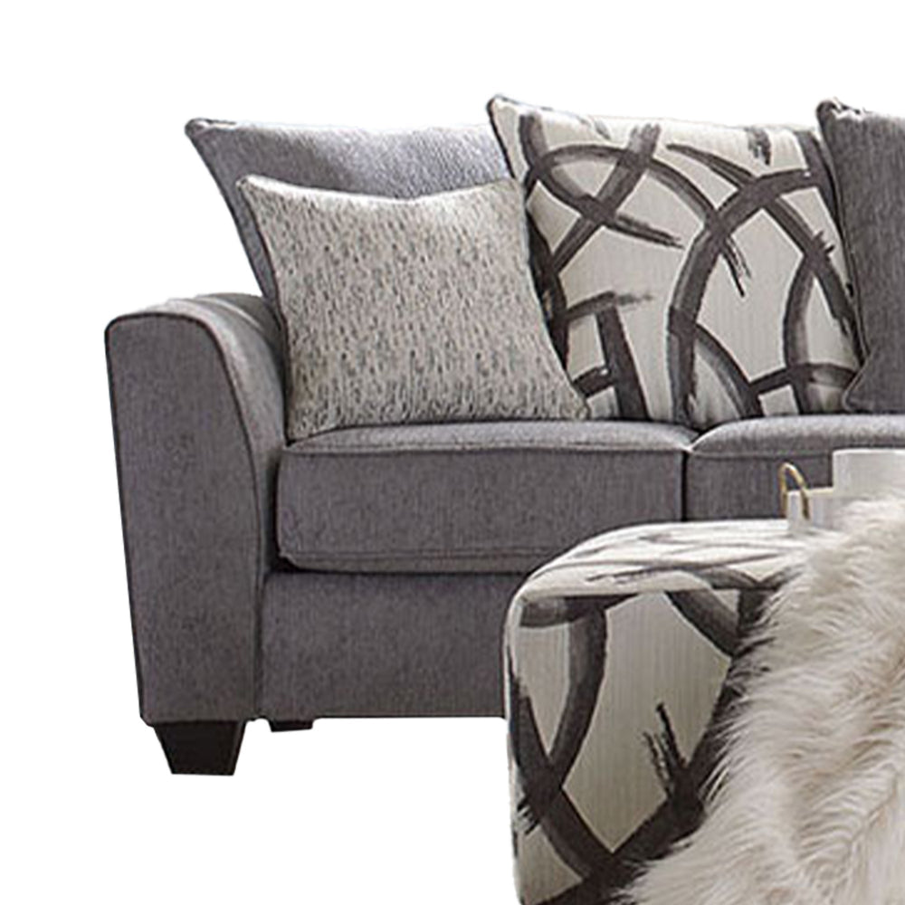 Amora Sectional L Sofa Gray Chenille 8 Throw Pillows 116 Inch BM328837