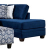 Hyna Sectional L Sofa Navy Blue Microfiber 4 Throw Pillows 124 Inch BM328838
