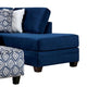 Hyna Sectional L Sofa Navy Blue Microfiber 4 Throw Pillows 124 Inch BM328838