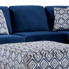 Hyna Sectional L Sofa Navy Blue Microfiber 4 Throw Pillows 124 Inch BM328838