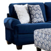 Hyna Sectional L Sofa Navy Blue Microfiber 4 Throw Pillows 124 Inch BM328838