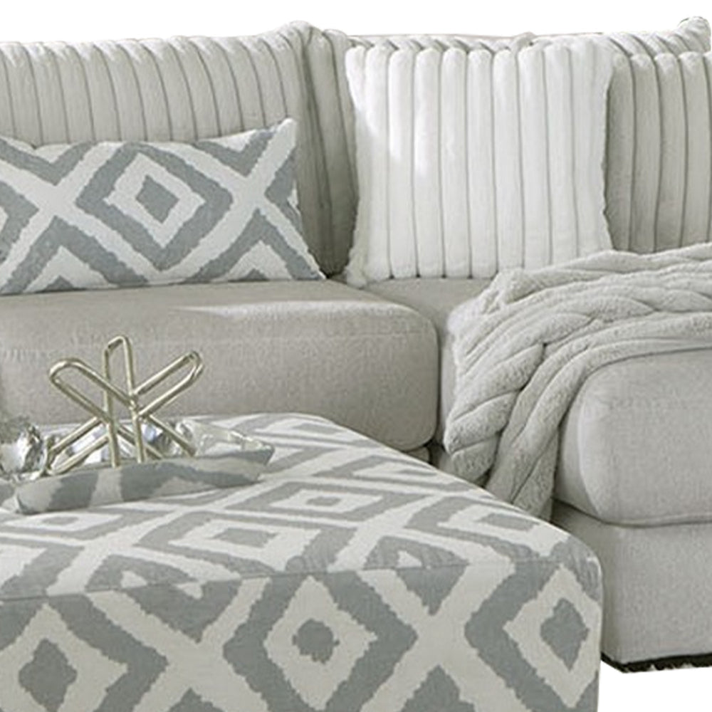 Mady Sectional L Sofa Light Gray Chenille 5 Accent Pillows 112 Inch BM328839