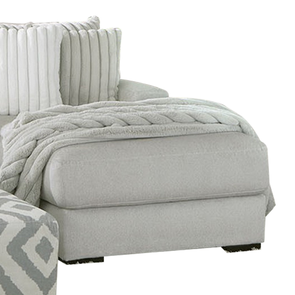 Mady Sectional L Sofa Light Gray Chenille 5 Accent Pillows 112 Inch BM328839