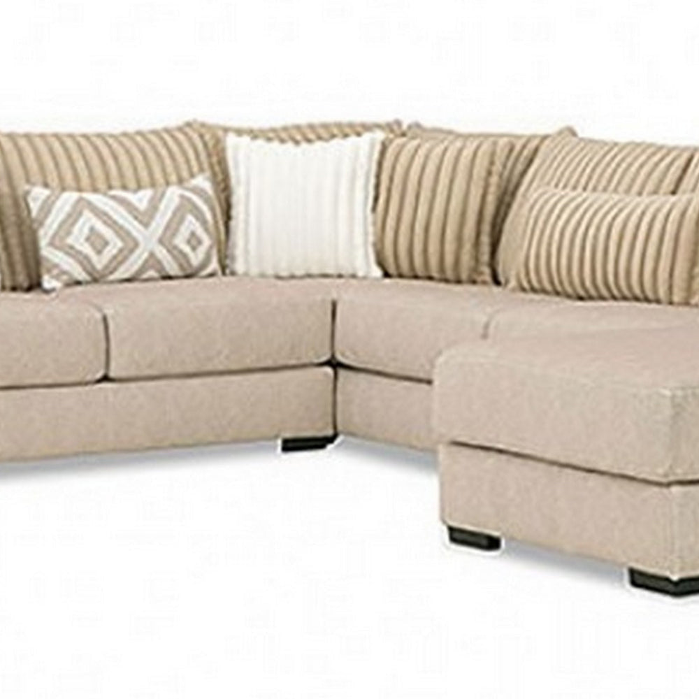 Leighton Sectional L Sofa Brown Chenille 9 Throw Pillows 139 Inch BM328844