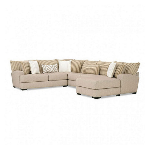 Leighton Sectional L Sofa, Brown Chenille, 9 Throw Pillows, 139 Inch