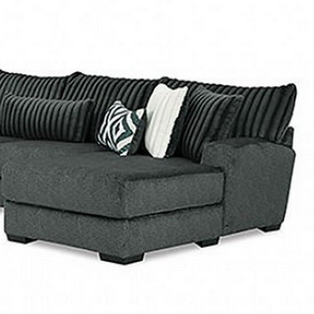 Leighton Sectional L Sofa Gray Chenille 9 Throw Pillows 139 Inch BM328845