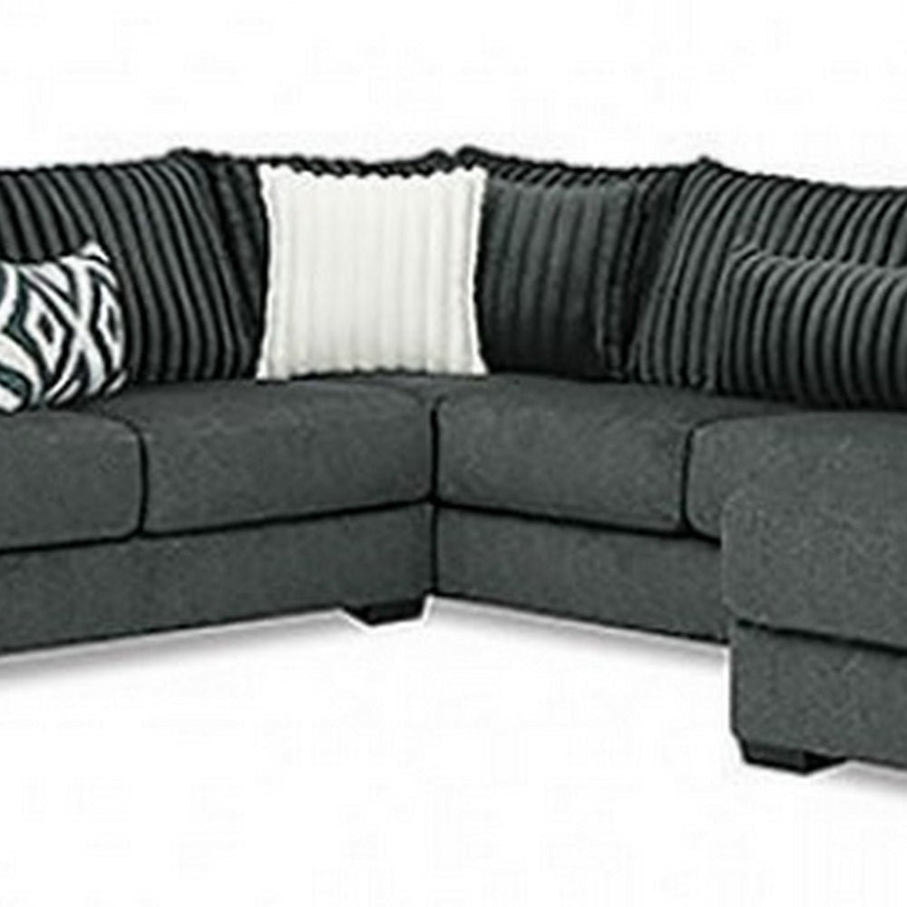 Leighton Sectional L Sofa Gray Chenille 9 Throw Pillows 139 Inch BM328845