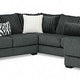 Leighton Sectional L Sofa Gray Chenille 9 Throw Pillows 139 Inch BM328845