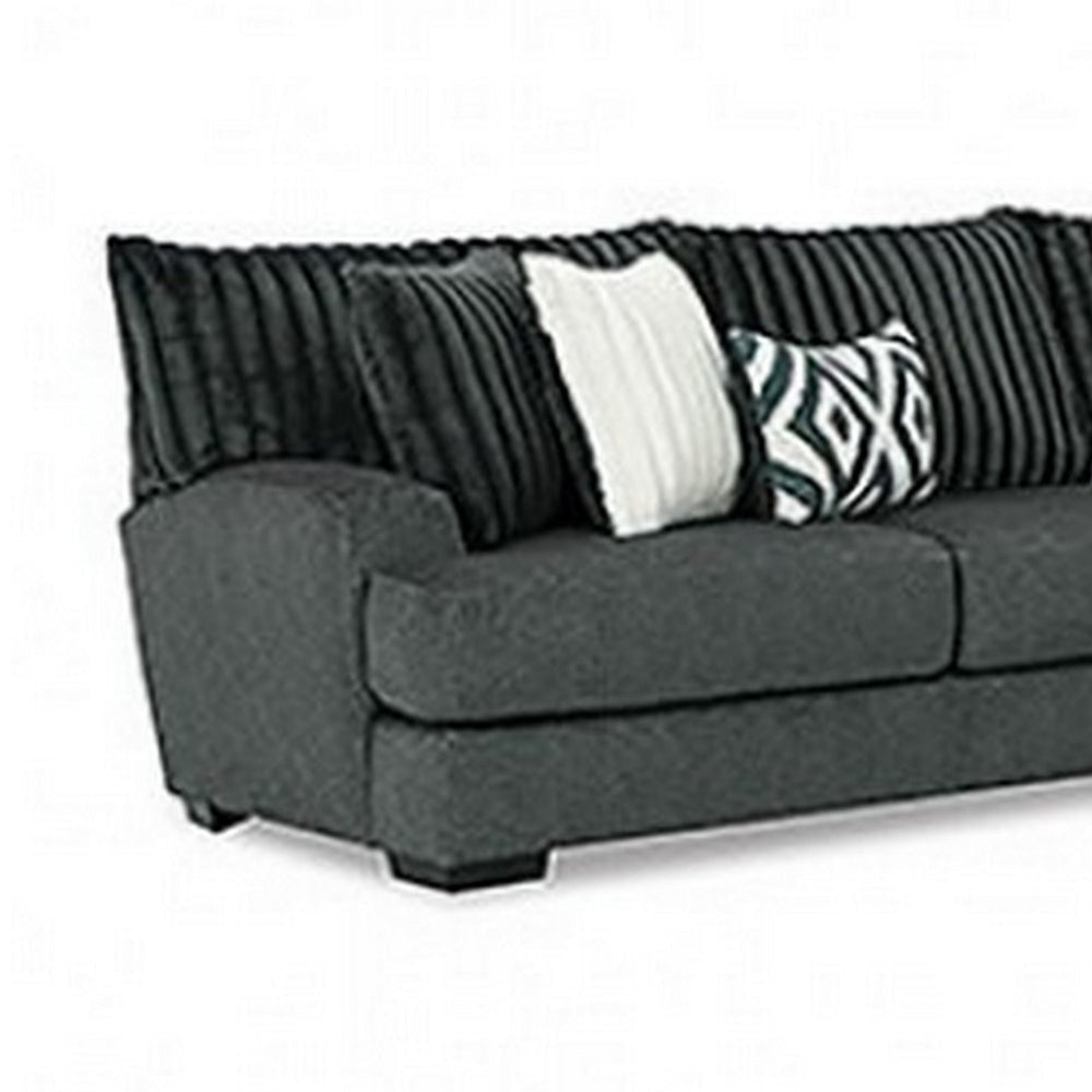 Leighton Sectional L Sofa Gray Chenille 9 Throw Pillows 139 Inch BM328845