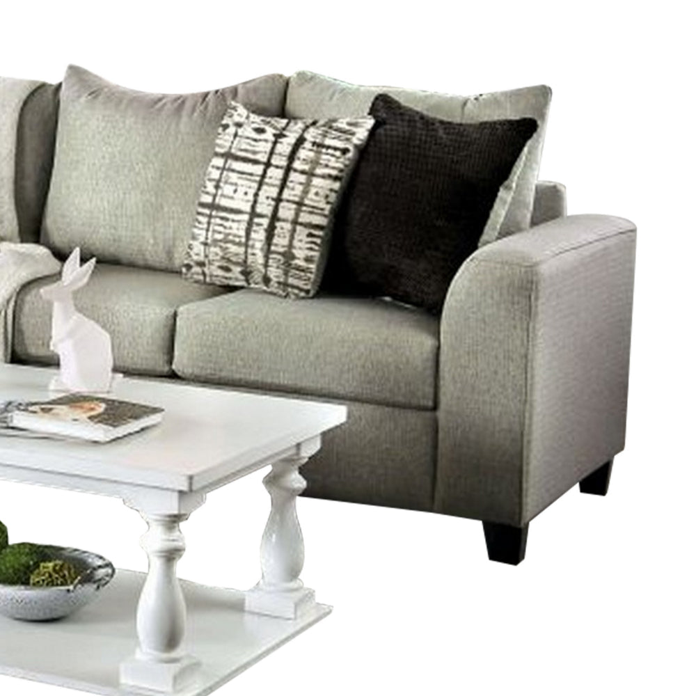 Nate Sectional L Sofa Gray Linen 6 Accent Throw Pillows 107 Inch BM328846