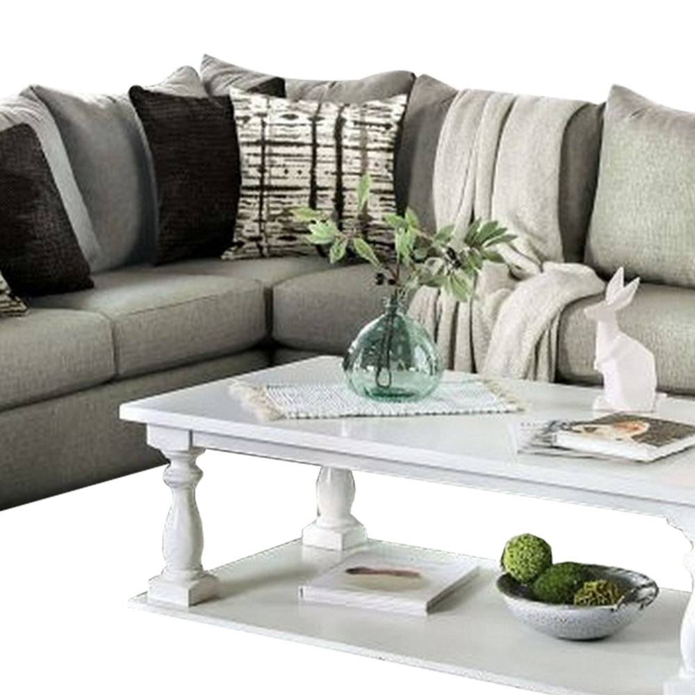 Nate Sectional L Sofa Gray Linen 6 Accent Throw Pillows 107 Inch BM328846