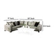 Nate Sectional L Sofa Gray Linen 6 Accent Throw Pillows 107 Inch BM328846