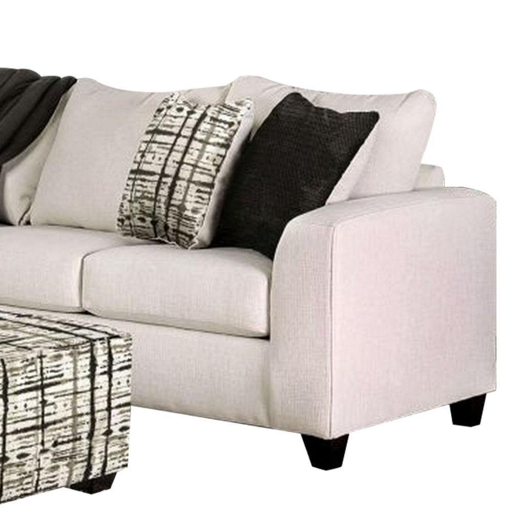 Nate Sectional L Sofa Ivory Linen 6 Accent Throw Pillows 107 Inch BM328847