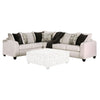 Nate Sectional L Sofa, Ivory Linen, 6 Accent Throw Pillows, 107 Inch