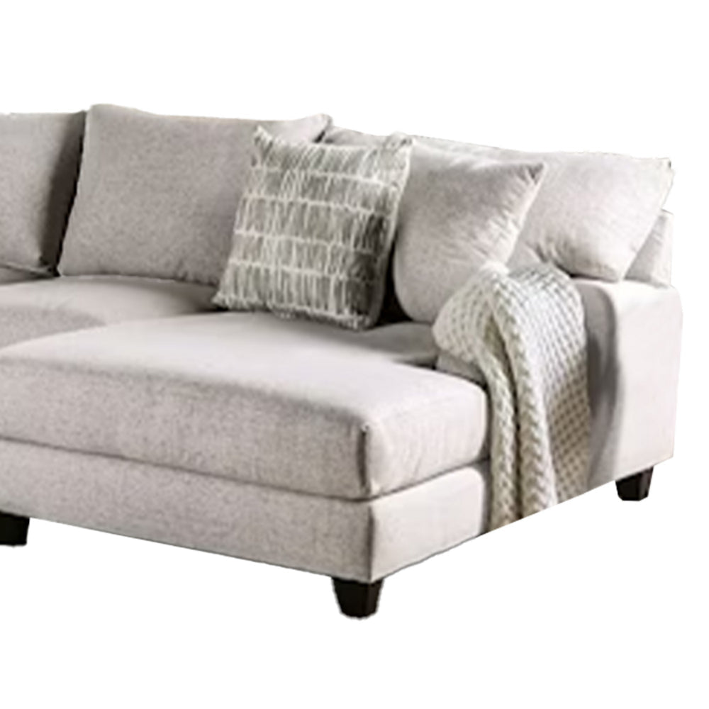 Abil Sectional Sofa Light Gray Fabric 6 Accent Pillows 141 Inch BM328849