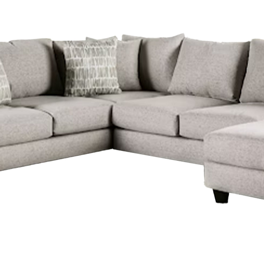 Abil Sectional Sofa Light Gray Fabric 6 Accent Pillows 141 Inch BM328849