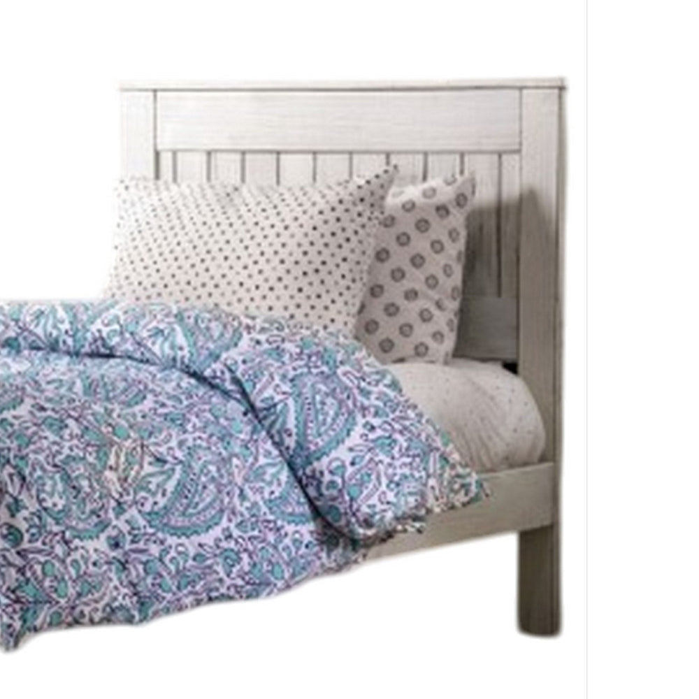 Waly Full Bed Farmhouse Plank Design Classic White Solid Pine Wood