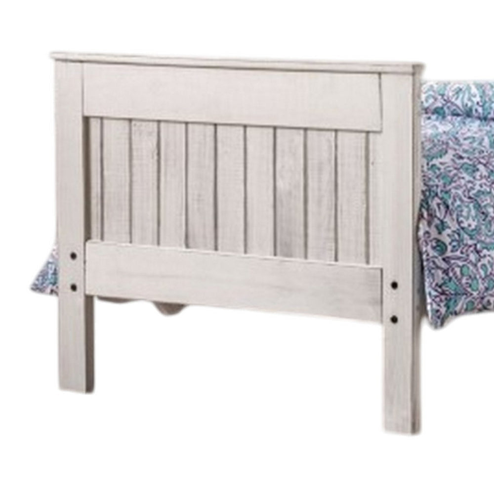 Waly Full Bed Farmhouse Plank Design Classic White Solid Pine Wood