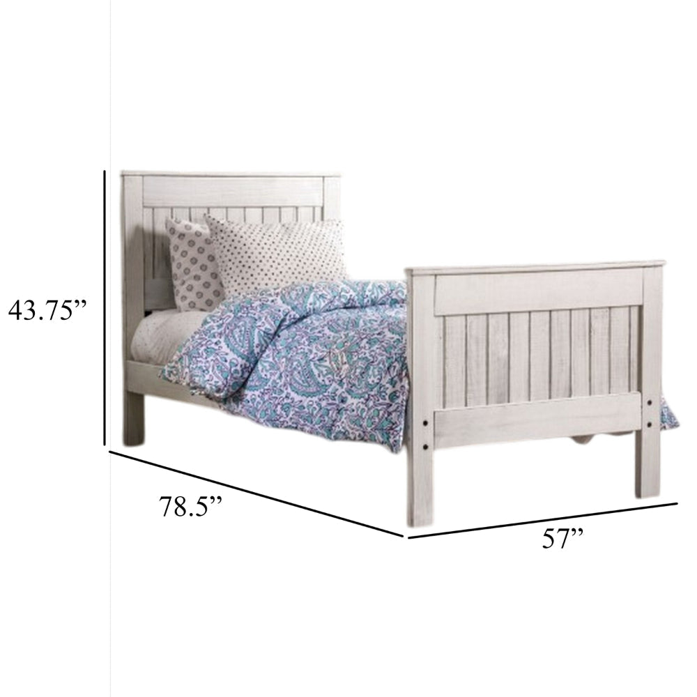 Waly Full Bed Farmhouse Plank Design Classic White Solid Pine Wood