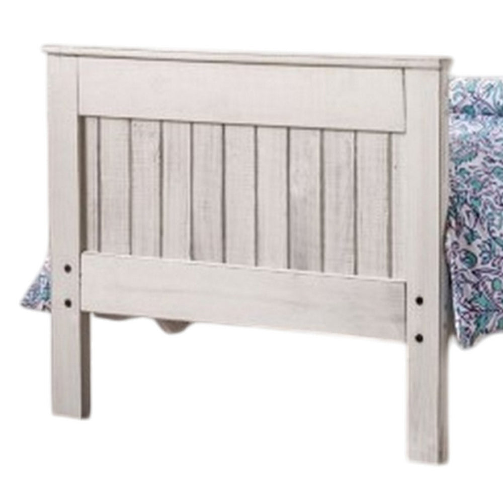 Waly Queen Bed Farmhouse Plank Design Classic White Solid Pine Wood