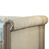 Leap Queen Daybed with Trundle Button Tufting Beige Linen Upholstery BM328856