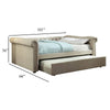 Leap Queen Daybed with Trundle Button Tufting Beige Linen Upholstery BM328856