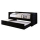 Suzo Daybed with Trundle Black Flannelette Upholstery Nailhead Trim BM328859