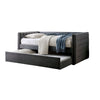 Suzo Daybed with Trundle Gray Flannelette Upholstery Nailhead Trim BM328860
