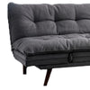 Futon Sofa Gray Fabric Upholstered Button Tufting Solid Wood Frame BM328865