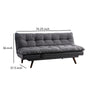 Futon Sofa Gray Fabric Upholstered Button Tufting Solid Wood Frame BM328865