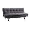 Futon Sofa, Gray Fabric Upholstered, Button Tufting, Solid Wood Frame