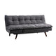 Futon Sofa, Gray Fabric Upholstered, Button Tufting, Solid Wood Frame