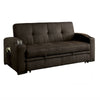 Futon Sofa Brown Fabric Upholstery Pull Out Base Button Tufting BM328866