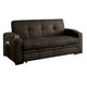Futon Sofa Brown Fabric Upholstery Pull Out Base Button Tufting BM328866