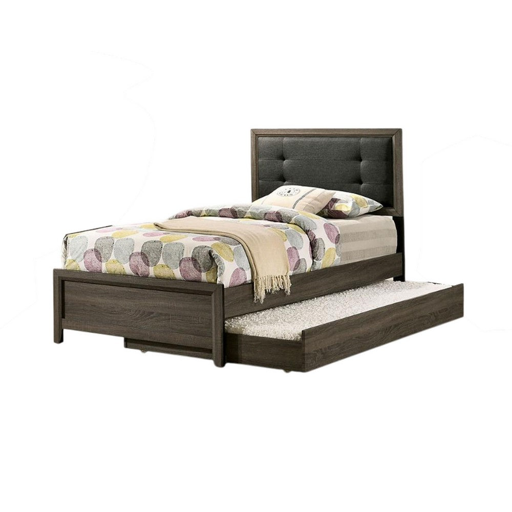 Meli 4pc Full Size Bedroom Set, Upholstered, Dresser, Gray Solid Wood
